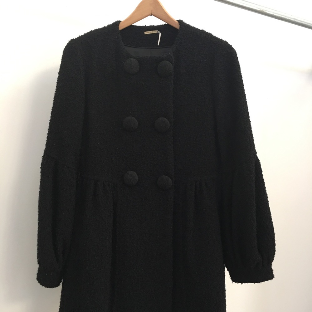 Max Studio Collection boucle coat covered buttons.